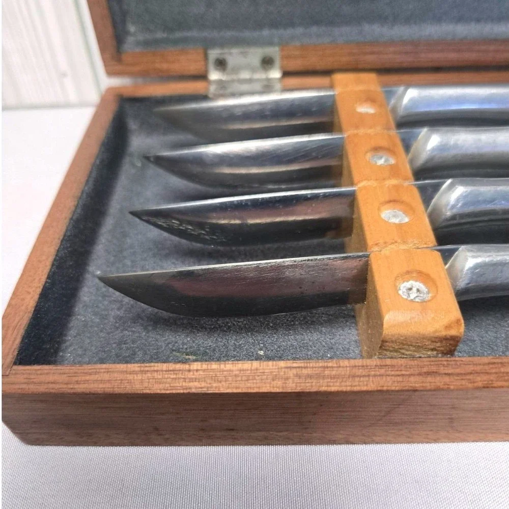 Murphy Blades Handmade Steak Knife Set of 4 Stainless Steel with Walnut Wood Box